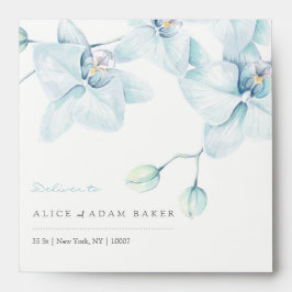Envelope de Casamento de Orquídea Azul Suave