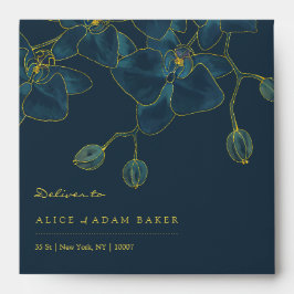 Envelope de Casamento de Orquídea Azul Suave