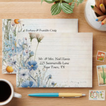 Envelope de Casamento Dusty Blue Wildflower