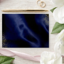 Envelope de Casamento em Veludo Azul Marinho com D