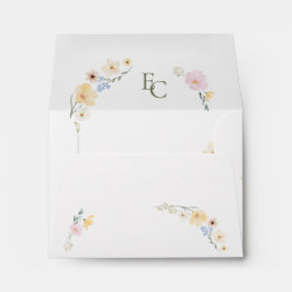Envelope de Casamento Floral Boho Monograma Elegan