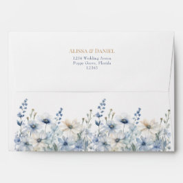 Envelope de Casamento Hydrangea Champagne Azul Emp