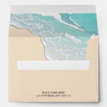 Envelope de casamento na praia com decoração trend