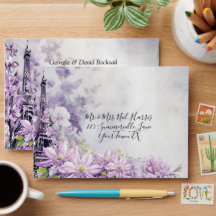 Envelope de Casamento Romance da Lavanda da Torre 
