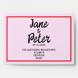 Envelope de Casamento Rosa e Vermelho Listrado