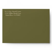 Envelope de casamento verde sage minimalista com f