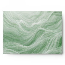 Envelope de Casamento Verde Sálvia Mármore e Doura