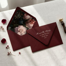 Envelope de Casamento Verso - Burgundy & Ouro Regê