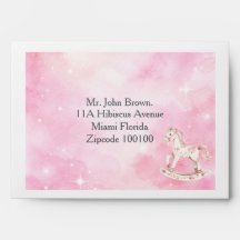 Envelope de Chás de Bebê Rosa Editável