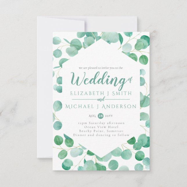 Envelope de Convite de casamento Eucalyptus Greene (Frente)