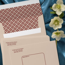 Envelope de Convite de Casamento Xadrez Vermelho F