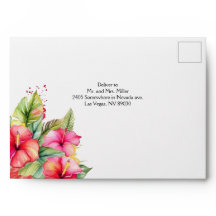 Envelope de Destino de Praia de Hibiscus Tropical