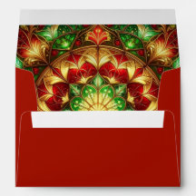 Envelope de Feriado Vermelho Verde Decorativo