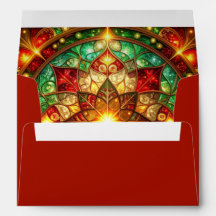 Envelope de Feriado Vermelho Verde Decorativo