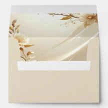 Envelope de Flores Brancas e Douradas