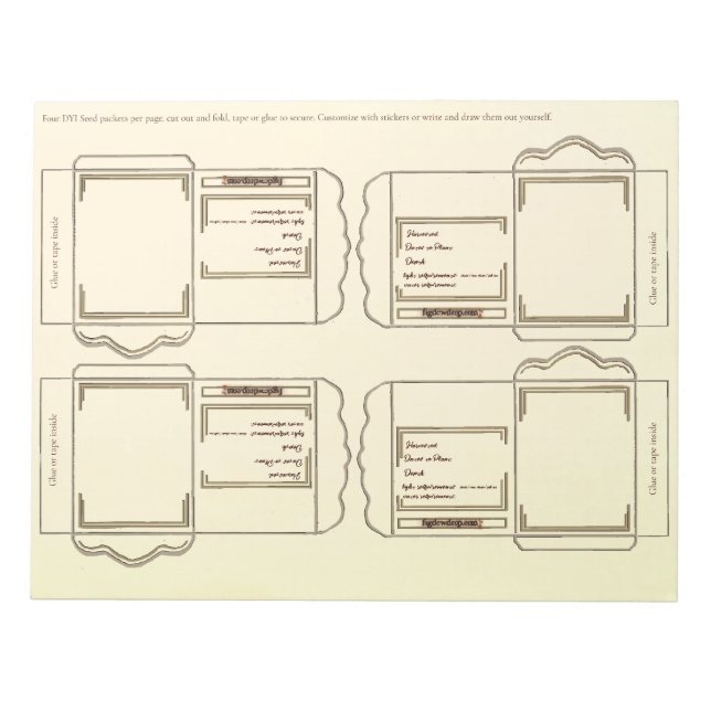 Envelope de Sementes creme Bloco de Notas DIY (Frente)
