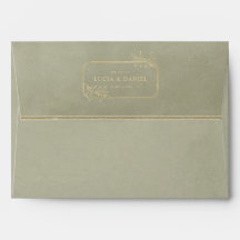 Envelope Dourado de casamento do Veludo Verde de F