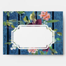 Envelope Floral Rustic Blue e Burgundy