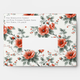 Envelope Floral Vintage Rosa