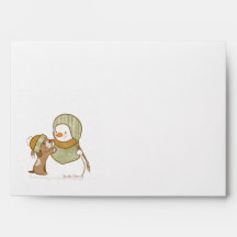 Envelope Green Snowman