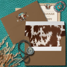 Envelope Longhorn Western Cowhide Convite de casam