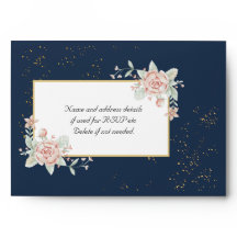 Envelope marinho Azul Blush Pink Casamento