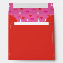 Envelope Quadrado de Natal Vermelho Rosa e Branco