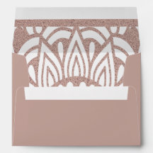 Envelope Rosa Dourado de Casamento Moderno Glitter