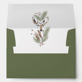 Envelope Rustic Watercolor Deer Holiday