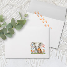 Envelope Safari Aquarela | Elefante Macaco Leão