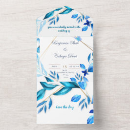 envelope simples convite para casamento azul e bra
