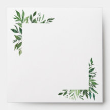 Envelope simples de folhagem botânica verde