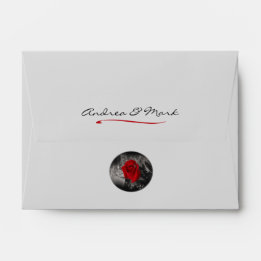 Envelope Vignette de Rosa vermelha Elegante