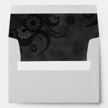 Envelopes de Casamento Elegante Floral Preto