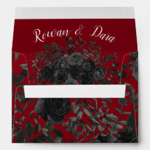 Envelopes de Casamento Gótico Rosa-Vermelho e Negr