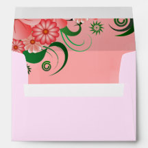 Envelopes Personalizados Elegantes Florais, Rosa,