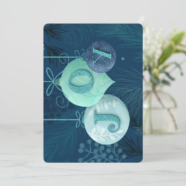 Enviar Joy com este cartão de feriado azul de tom- (Em pé/Frente)