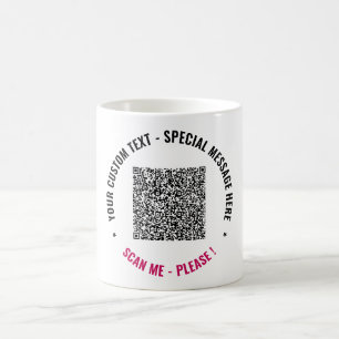 Envie Seu Código QR Caneca de Café com Texto Perso