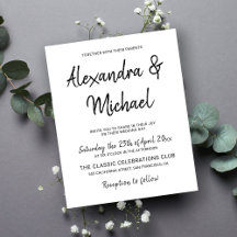 Envie um convite para casamento branco e preto