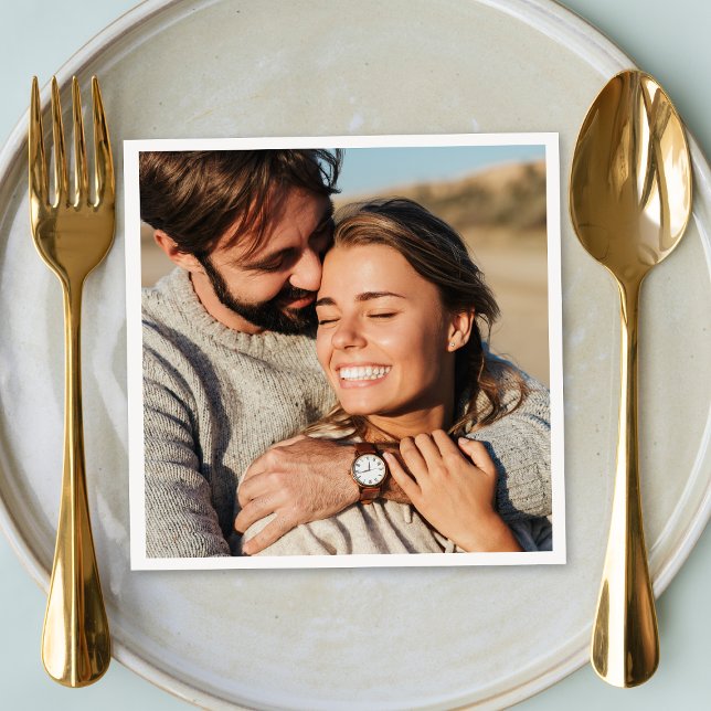 Envio de Fotos de Guardanapos | Guardanapo de Pape (Upload your favorite couple photo to create romantic napkins for weddings, anniversaries and events)