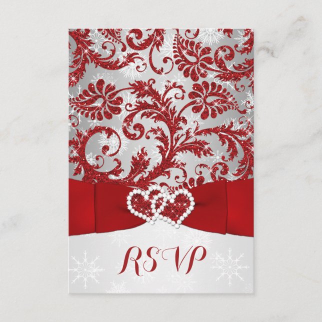 Envolvido no Amor Corações Agrupados RSVP - Vermel (Frente)