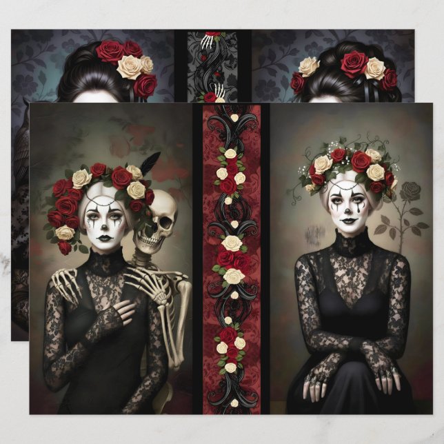 Ephemera Sheet Gothic Rose Queen  (Frente/Verso)