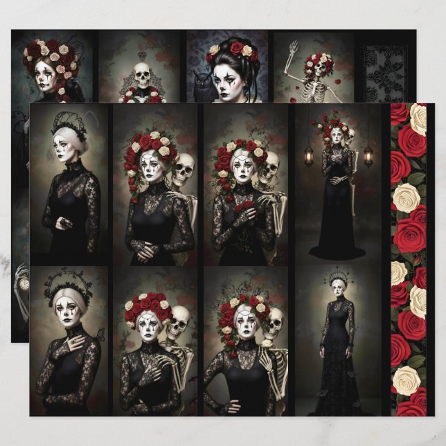 Ephemera Sheet Gothic Rose Queen  (Frente/Verso)