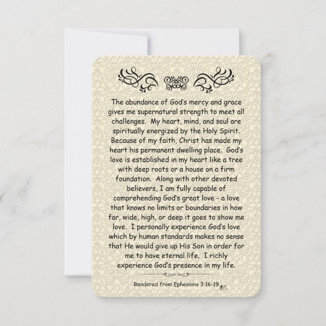 Ephesianos 3:16 - Scripture Note Card Scroll Back (Frente)