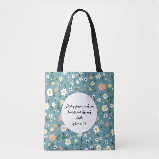 Ephesians 2:8 Christian Tote Bag (Frente)