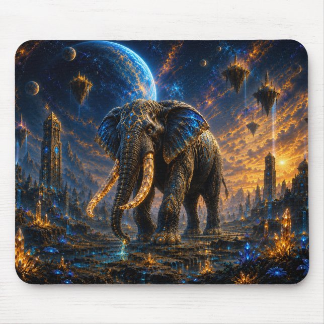 Epic Blue & Gold Celestial Elephant Mouse Pad (Frente)