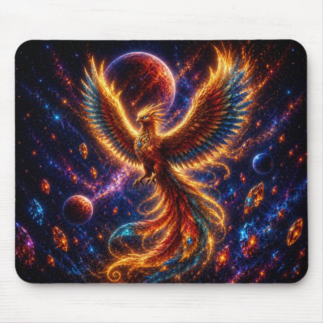 Epic Blue & Gold Celestial Phoenix Mouse Pad (Frente)