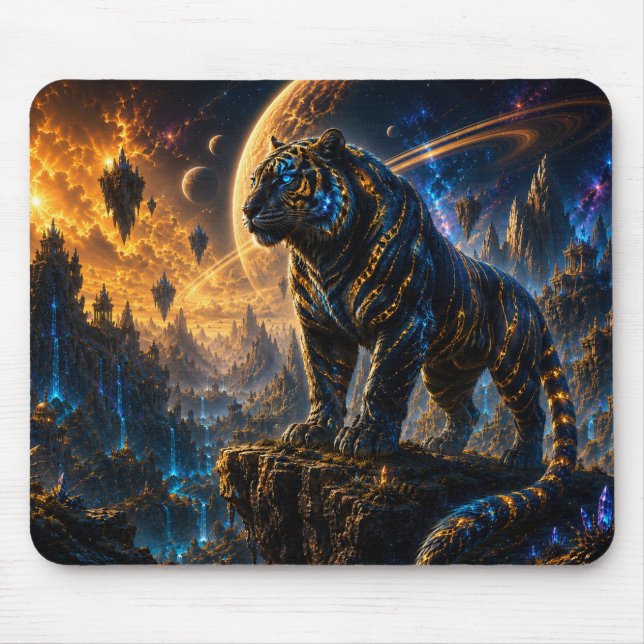 Epic Blue & Gold Celestial Tiger Mouse Pad (Frente)