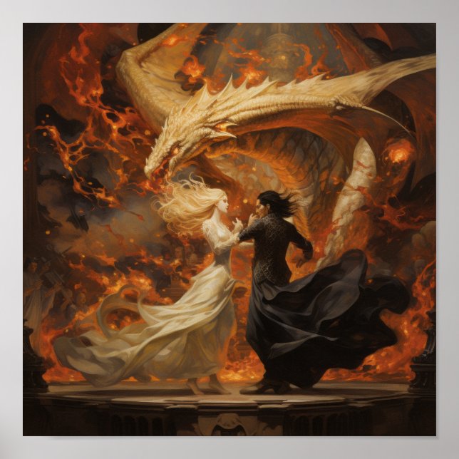Epic Dance of Dragon Poster - Stunning Fantasy Ar (Frente)