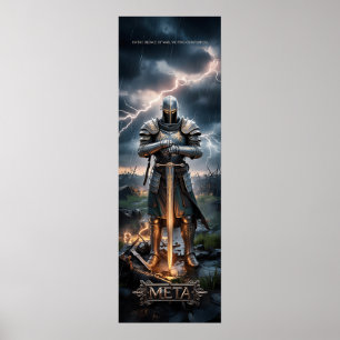 Epic Knight Warrior Digital Poster Medieval Fantas